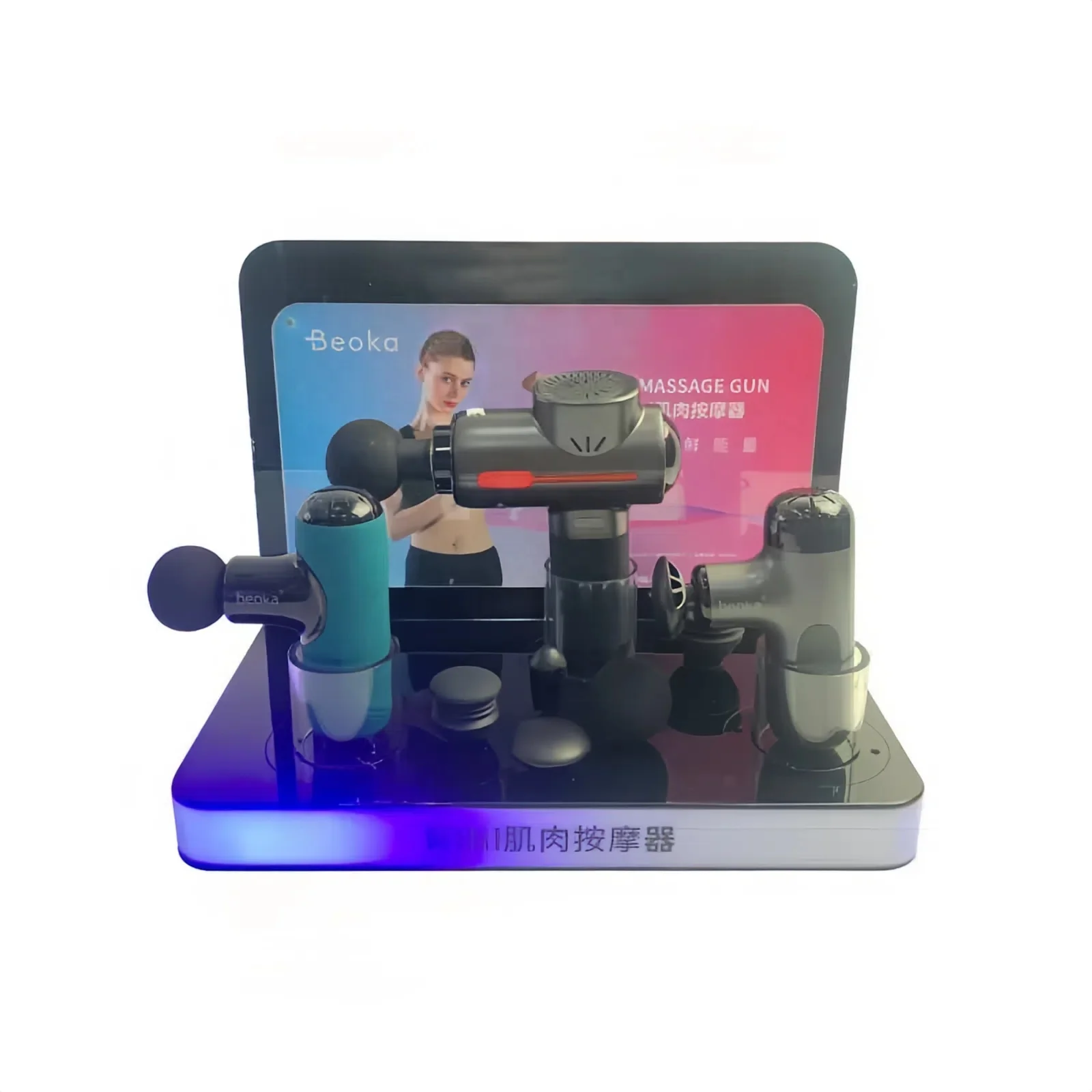 Fashion Design Acrylic LED Light Massage Gun Holder Display Countertop Acrylic Display Stand for Retail Stores