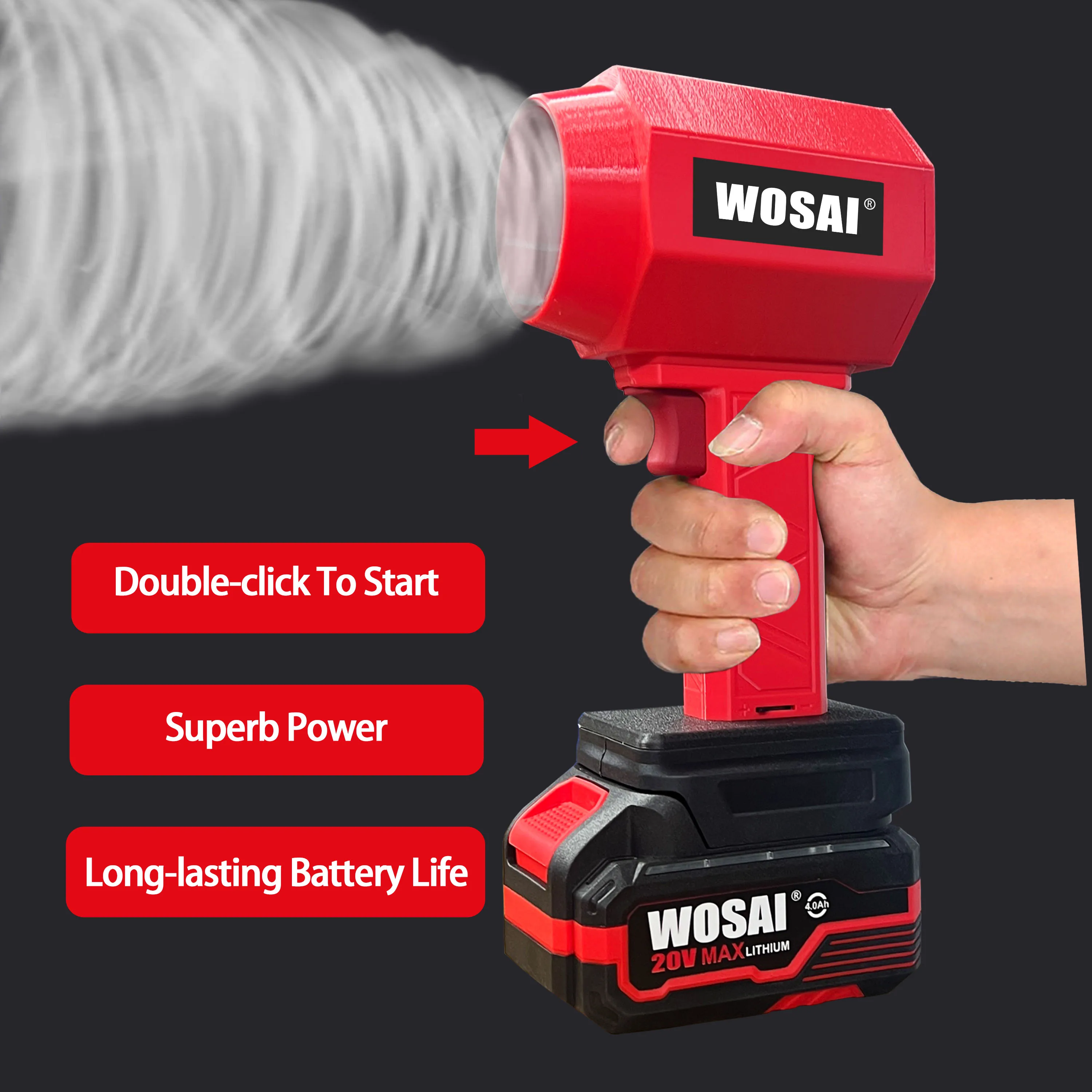 WOSAI OEM ODM небольшой портативный ручной аккумулятор 20 В Электрический беспроводной турбо-воздуходувка для листьев и снега
