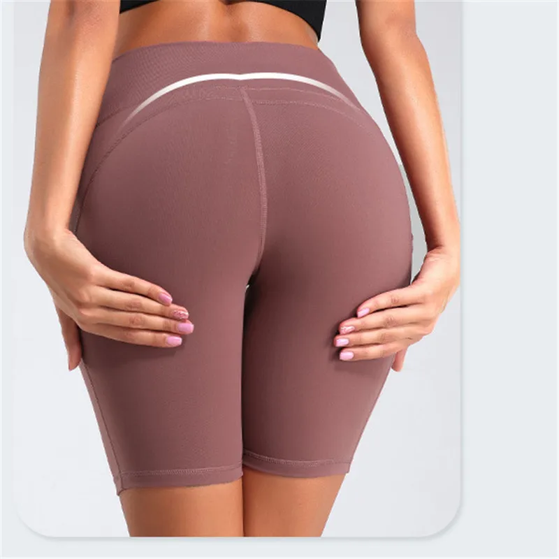 
 Спортивные плотные шорты с карманами для фитнеса, быстросохнущие шорты для йоги с высокой талией и подтягиванием бедер, женские велосипедные шорты  