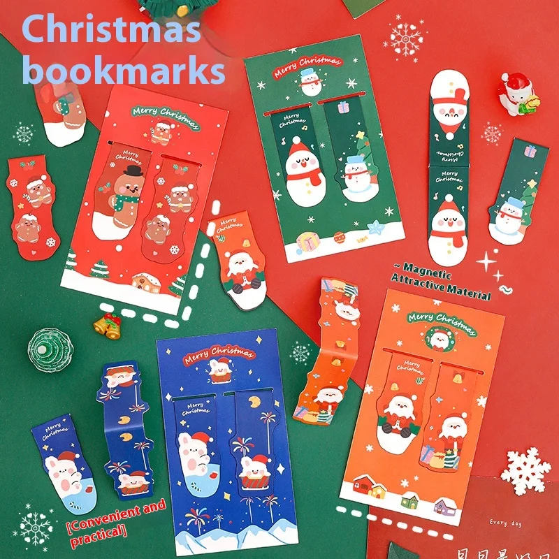 Magnetic Bookmarks Page Markers Paper Book Mark Christmas Printed Bookmark for Book Lovers Kids Reading wholesale stationery