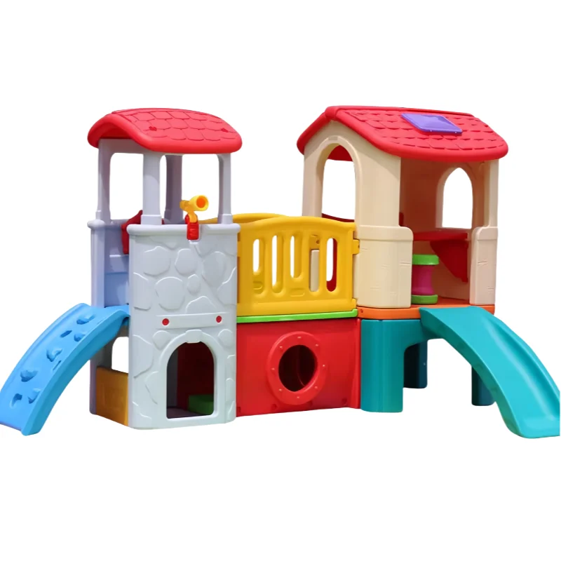 Hot Sale Children Play House Outdoor Small Plastic Slide Playground Set Kids Play House With Slide