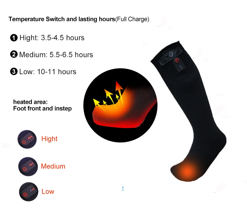Wireless Remote electric heated socks,Remote warm electric socks winter Powered battery operated heated socks for Ski