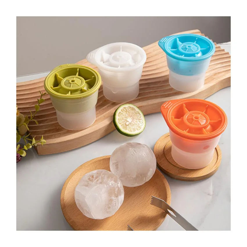 High Quality Block Clear Round Ball Maker Silicone Popsicle Whiskey Mold Ice Cube Tray with Lid Silicone 50 Customization