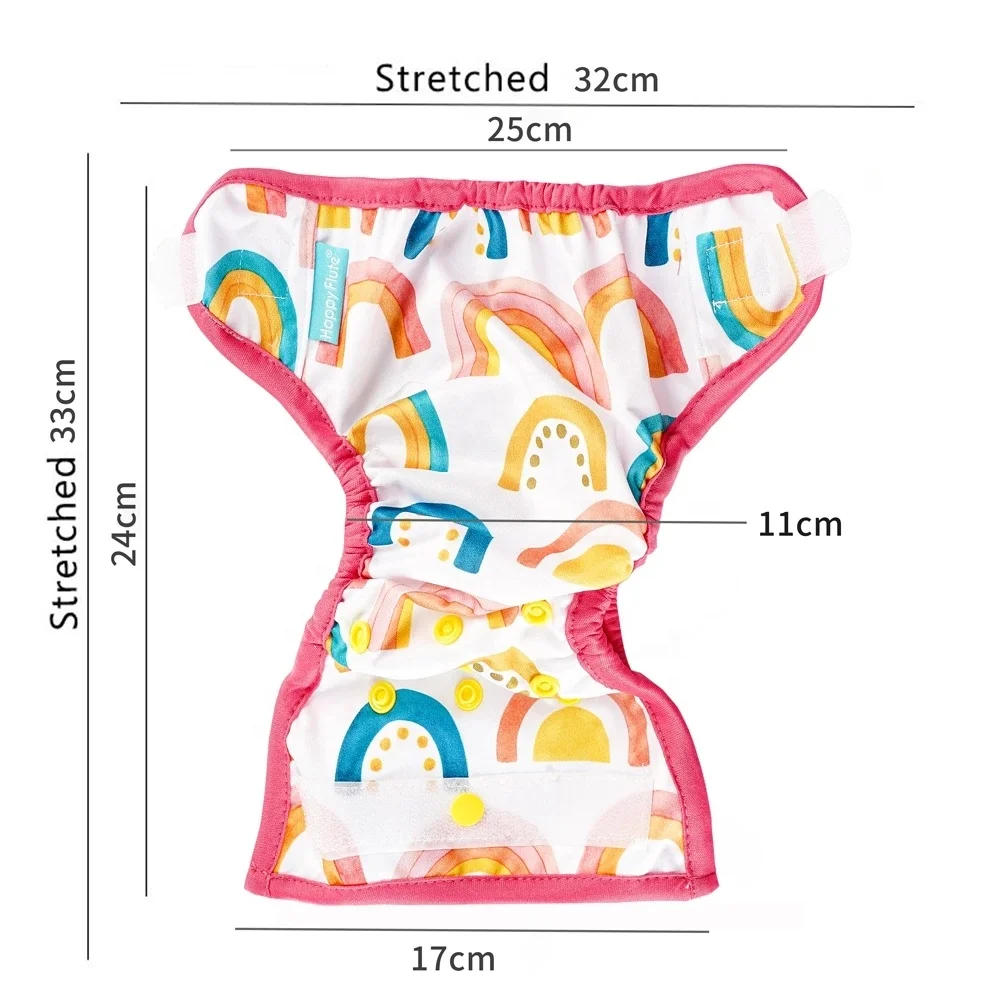 HappyFlute new print hook loop baby diaper cover waterproof newborn size cloth diaper cover