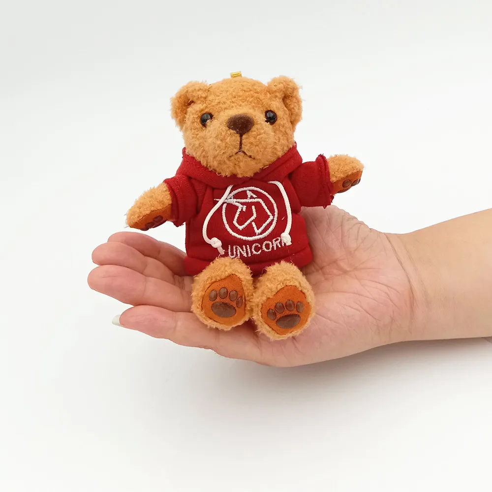 Custom wholesale creative plush clothes bear keychain pendant bear plush toy car keychain bag hanging pendant