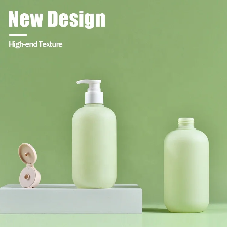 Skincare Packaging Body Wash Set 200ML 300ML 500ML Soft Touch Green Shampoo Bottle Matte Refillable Round Lotion Bottle