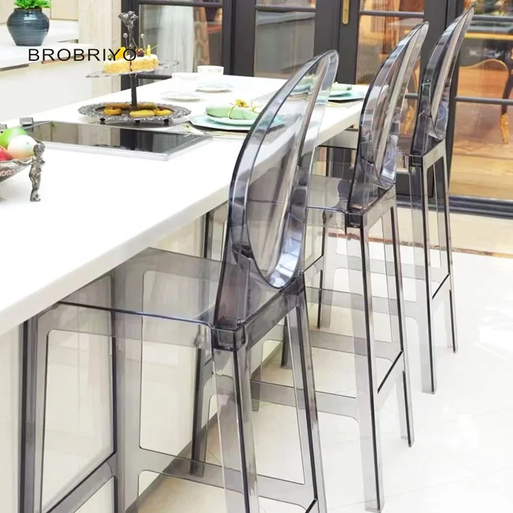 High Quality Clear Acrylic Chair Transparent Ghost Bar Stool Acrylic Dinning Chair Perspex Crystal Acrylic Counter Stool