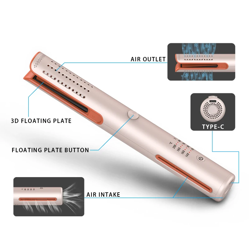 Factory New Launched USB Cordless Portable Mini Hair Straightener and Hair Curler Traveling Flat Iron Wireless Hair Iron