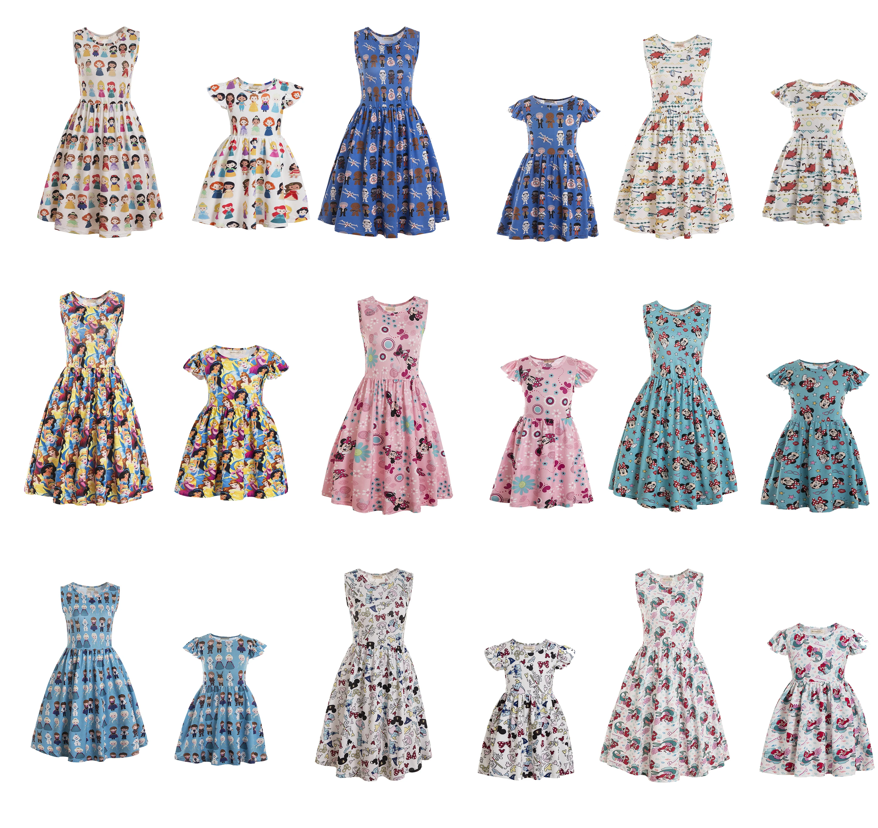 
Beach Wear Mommy and Me Clothing Princess Dress kids casual dress black floral printed baby clothes mommy and me outfits summer 