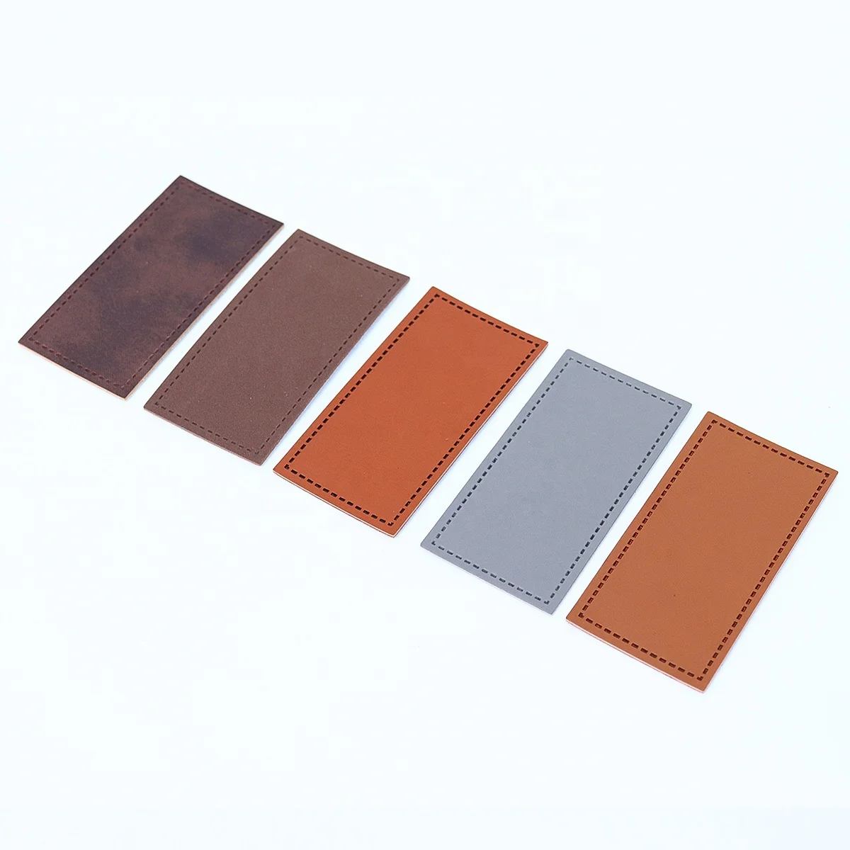 Self Adhesive Backing Custom Iron on Pu Leather Patches Blank for Hats Jeans 2x3 Size Genuine Label