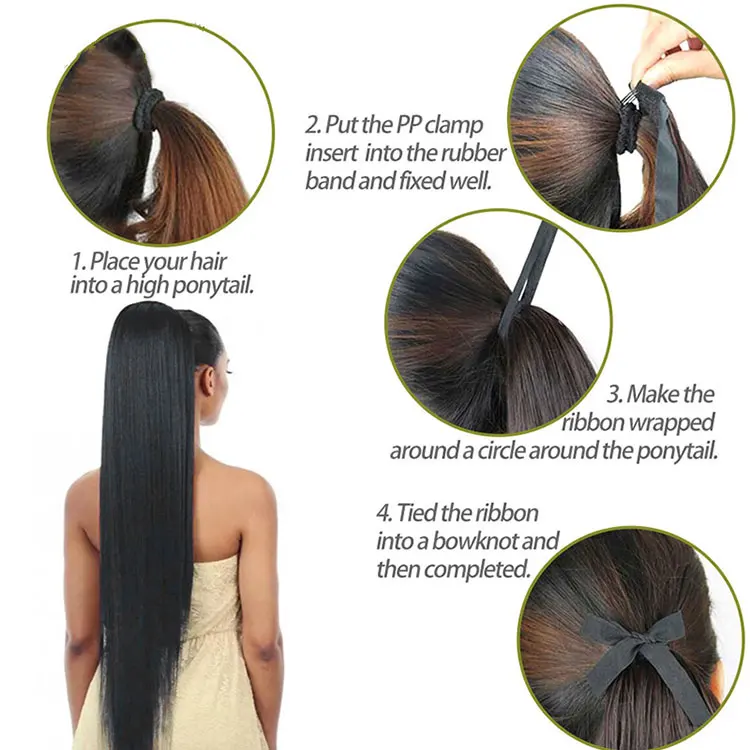 Dack Brown Aosun Hair Clip in Mink Hair Ponytail,  Atural Color 28 Inch Long Raw Indian Remy Curly Human Hair Ponytail