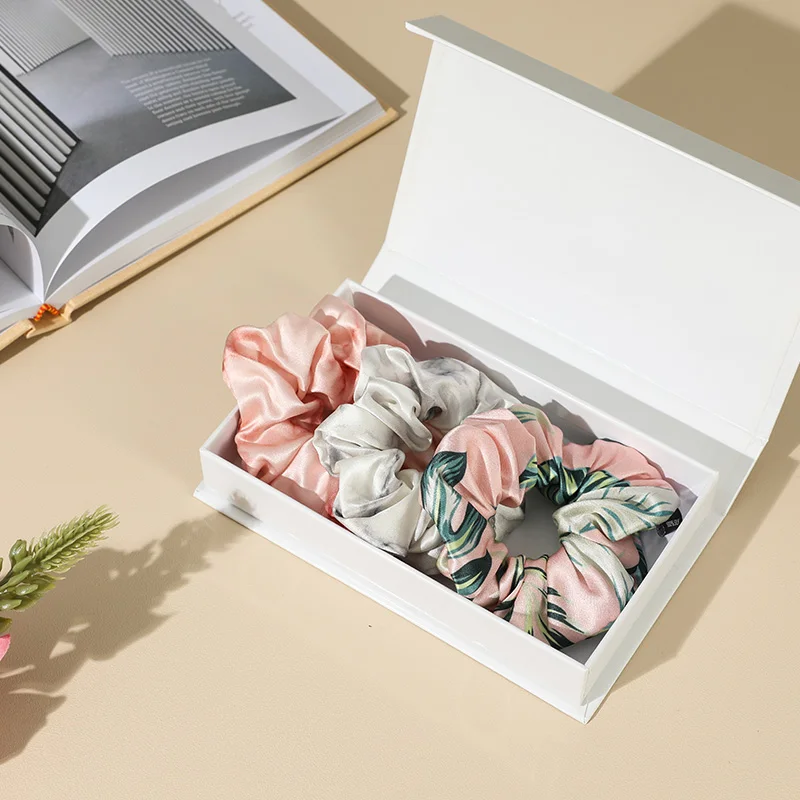Customised Fashional Hair Ties Satin Scrunchies Large Silk Scrunchies Set With Box