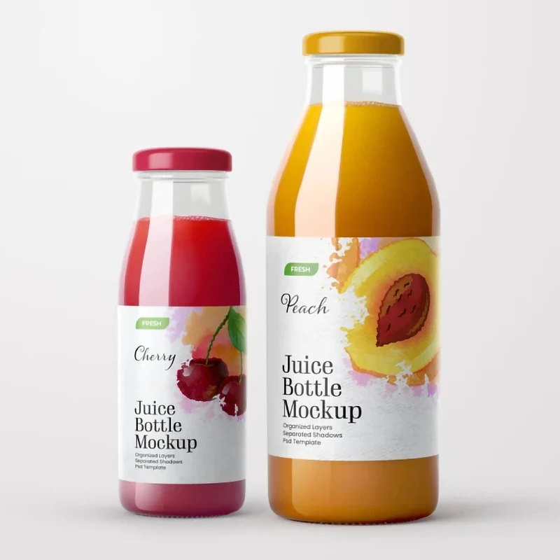 Custom 200ml 250ml 500ml Glass Bottle With Label, Waterproof Bopp Packaging Label Logo Printing Drink Juice Label Sticker Roll