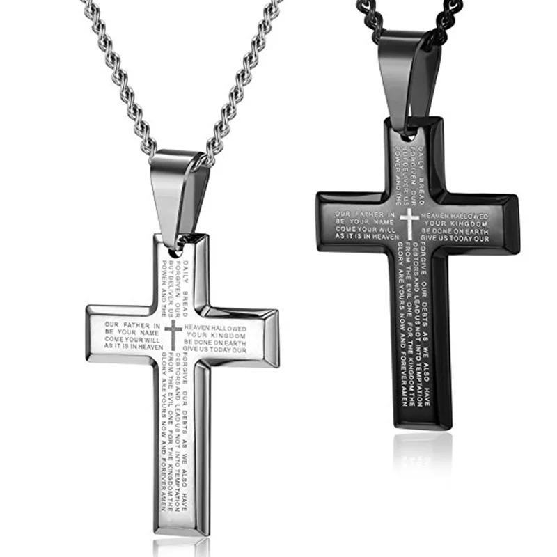 Custom catholic religious items holy bible cross necklace men