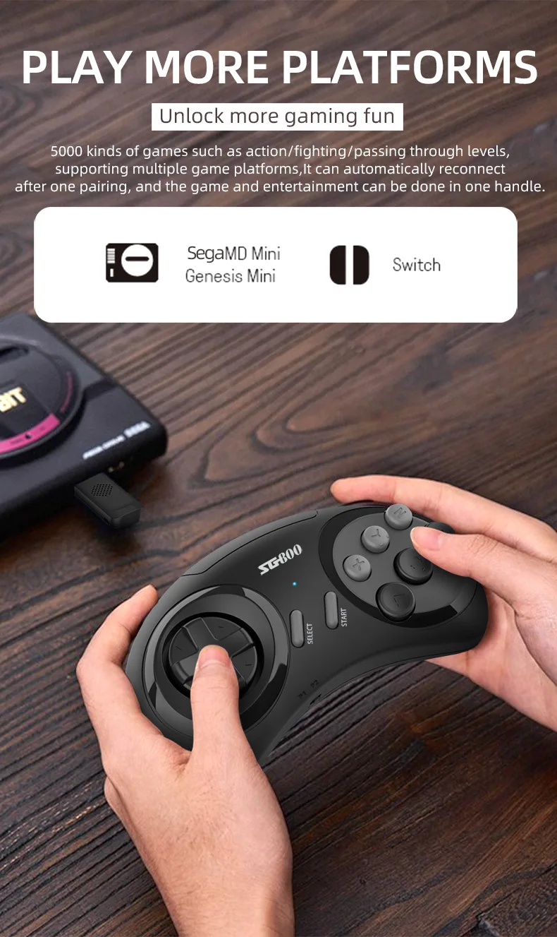 Игровая приставка SG800 встроенная в 688 игр ретро-эмулятор 4 К HD 16 бит MD с беспроводными