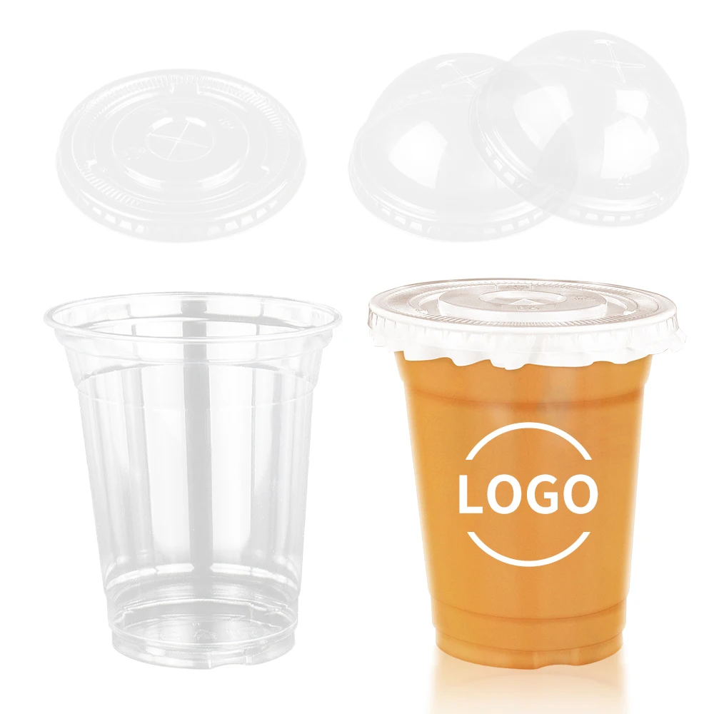 14OZ 400ML Good Quality Milktea Juice Boba Coffee Cups Custom Printed Logo Clear Pet Disposable Plastic With Lid Bubble Tea Cup