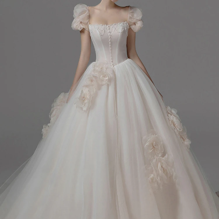 High Quality Civil Wedding Gowns Long Sleeve Dress Bridal Plus Size Mermaid Satin Bridal Gown