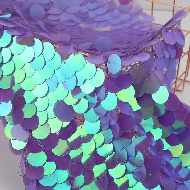 18mm big colorful mermaid fish scale sequin tulle fabric for party dress