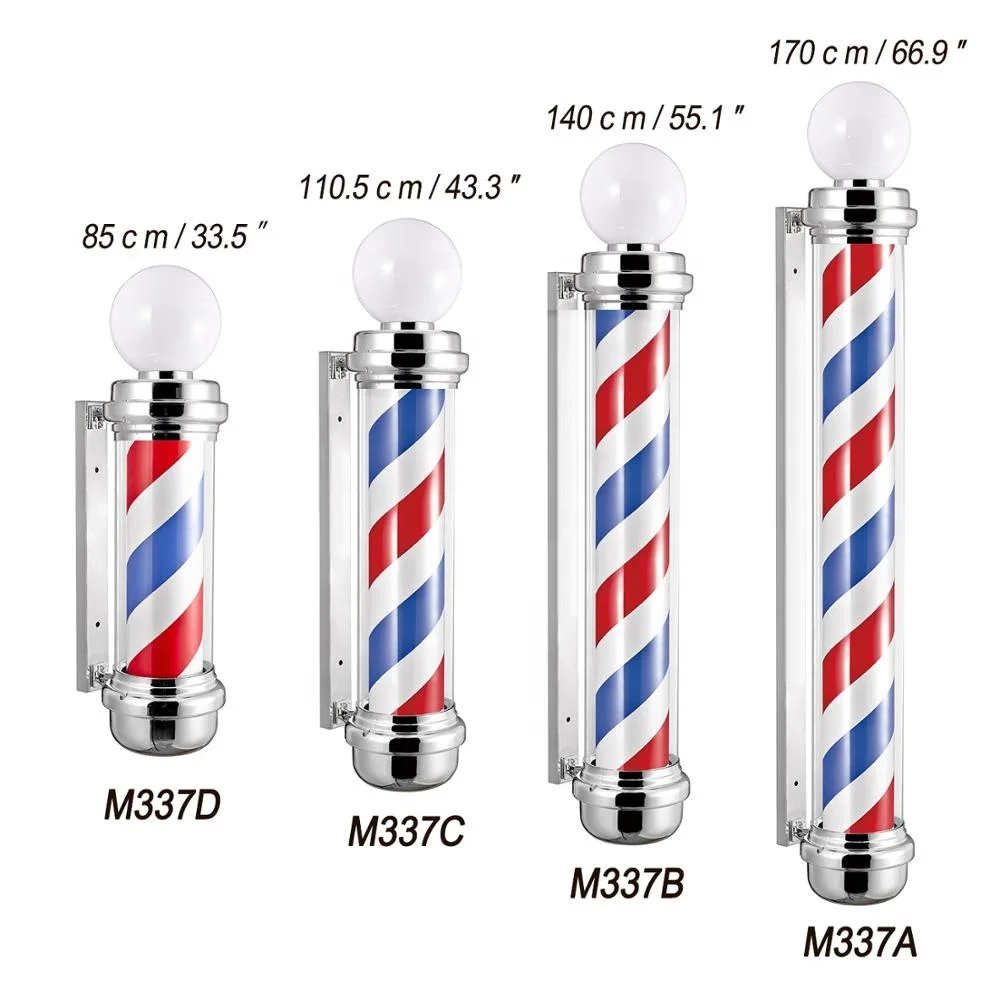 M337 Series Best Chromed Plated with Big Round Ball Barber Pole Sign Peluquero Salon De Polo 1.5 Meter 50/60hz CE,ROHS Light 17W