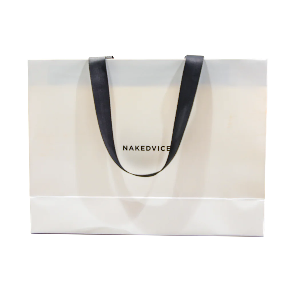 Luxury Shopping Packaging Bag With Ribbon Handle Boutique Customized Printed Euro Paper Gift Bags With Custom Logo