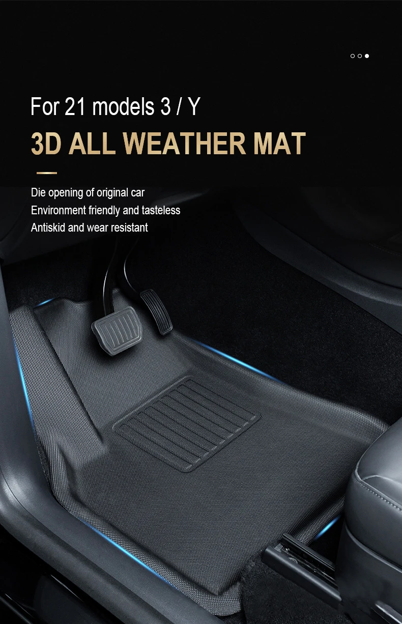  TPR XPE Anti-slip Waterproof luxury 3D 4 pieces set floor car mats for Tesla Model