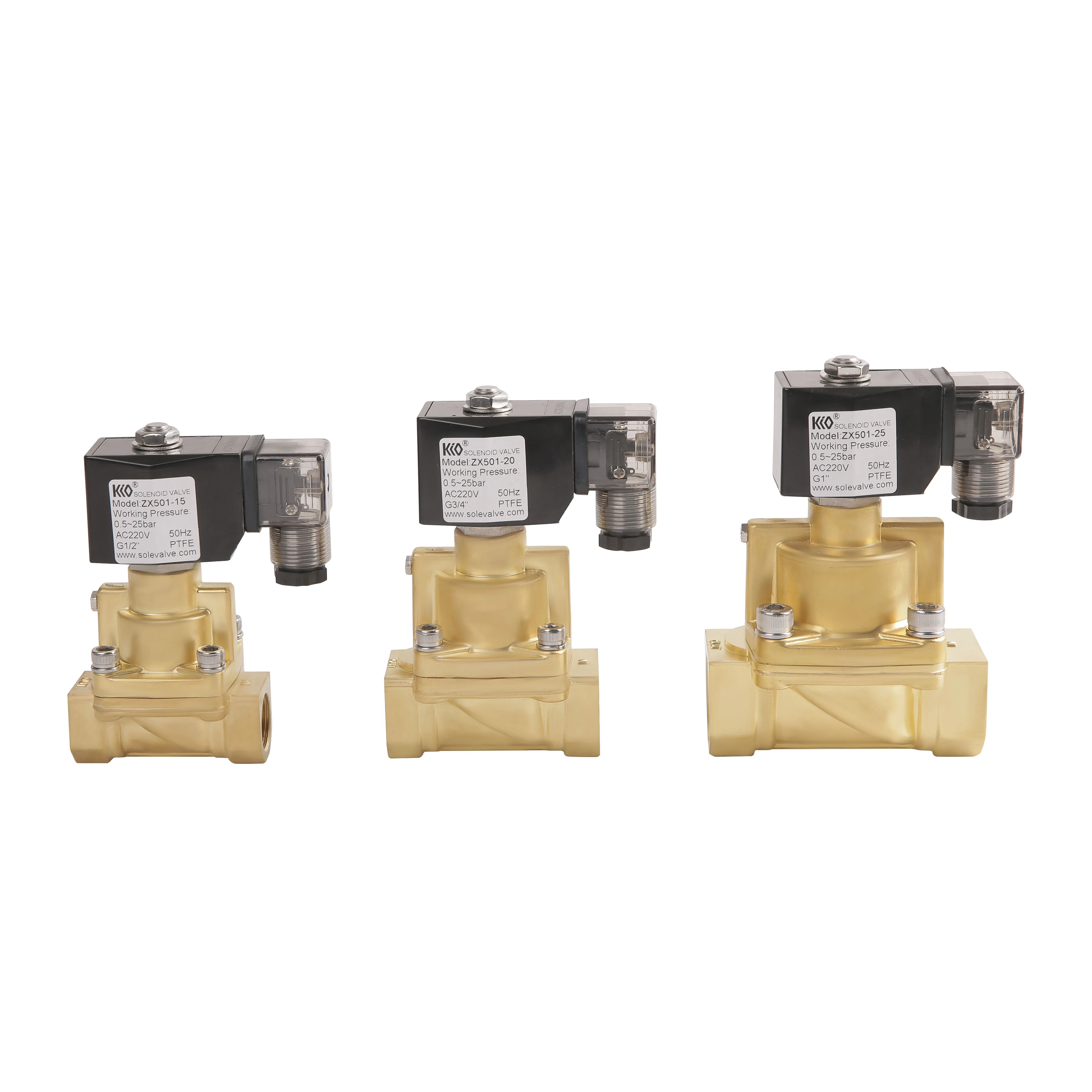 High temperature steam solenoid valve stainless steel brass copper coil PTFE seal  AC DC steam thread solenoid valve