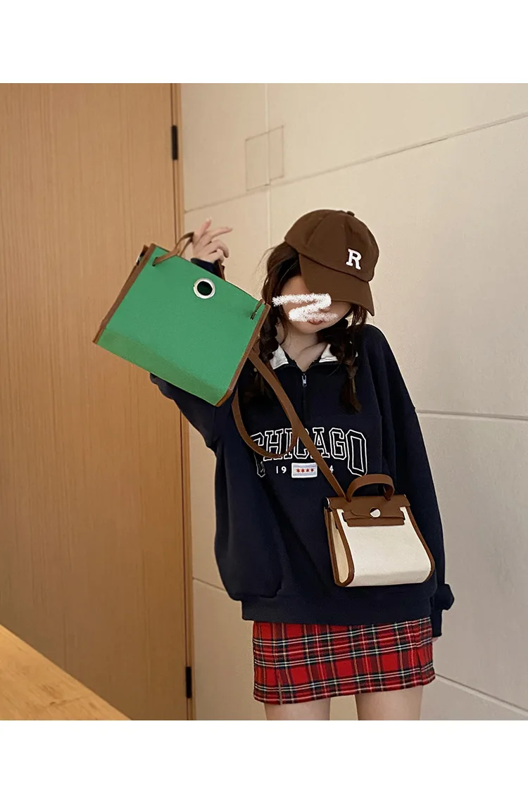 High Quality Large Capacity Casual Ladies Bags Handbags New Fashion Fashion Canvas Button Handbags