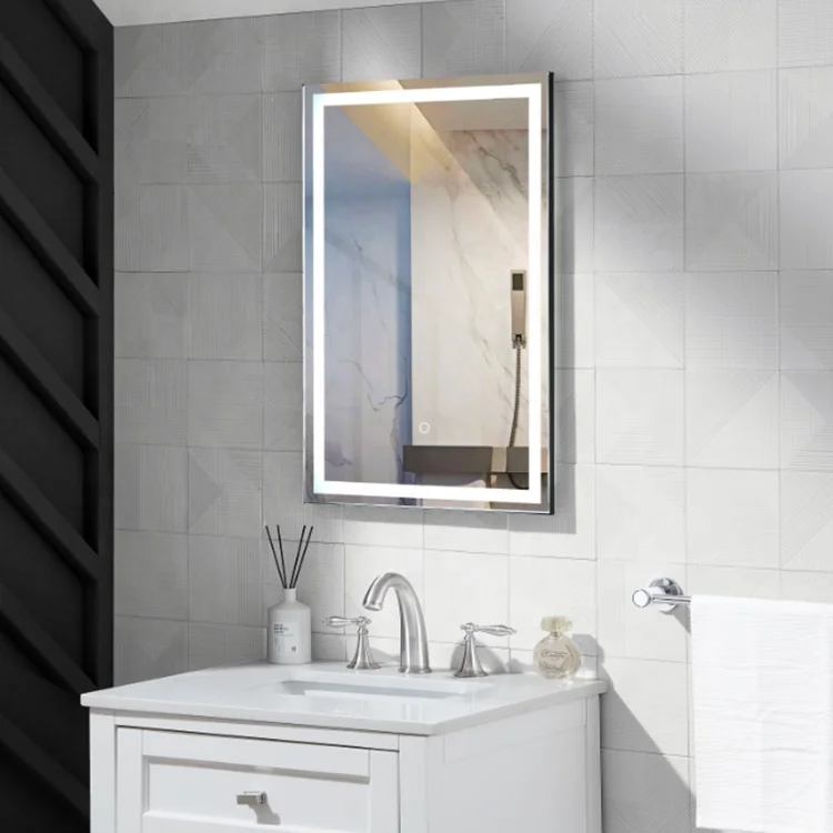 OEM Bathroom Vanity Mirrors For Wall With Metal Color black Frame led mirror