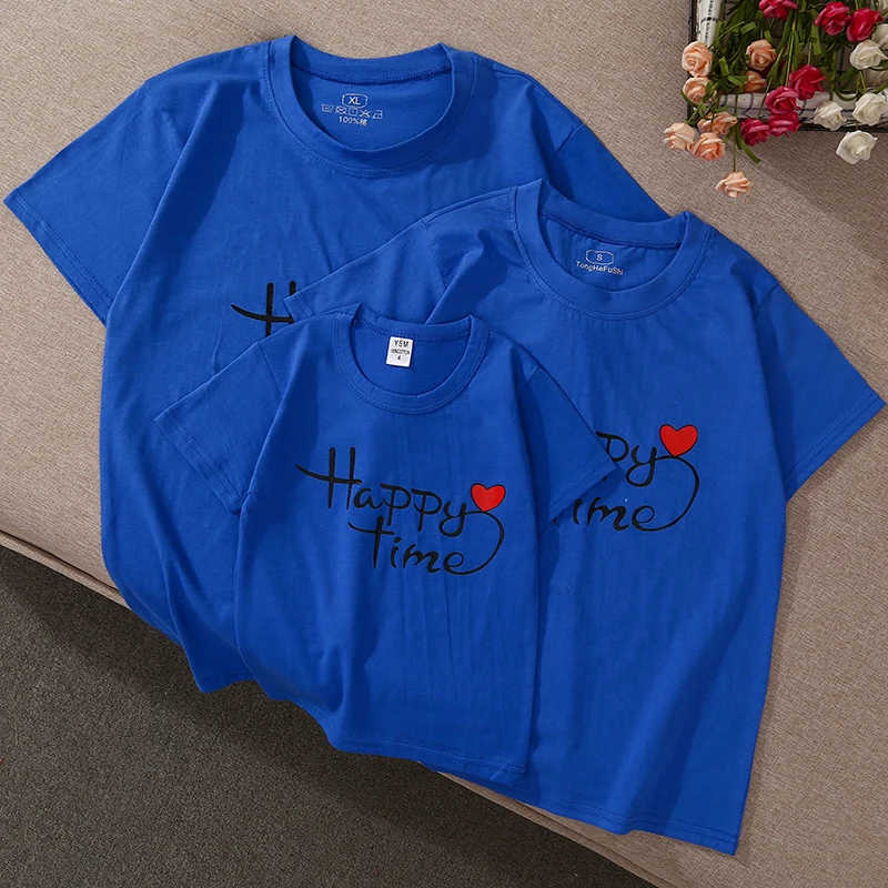 Хлопковая рубашка с коротким рукавом для родителей и детей, детская мультяшная простая футболка для родителей и детей, Прямая продажа с фабрики