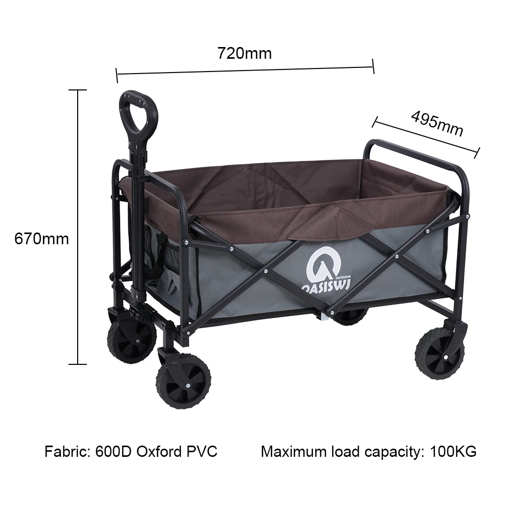 OASIS Outdoor Collapsible Folding Wagon Garden Cart with All Terrain Wheels for Camping Fishing Transport Tool Carts