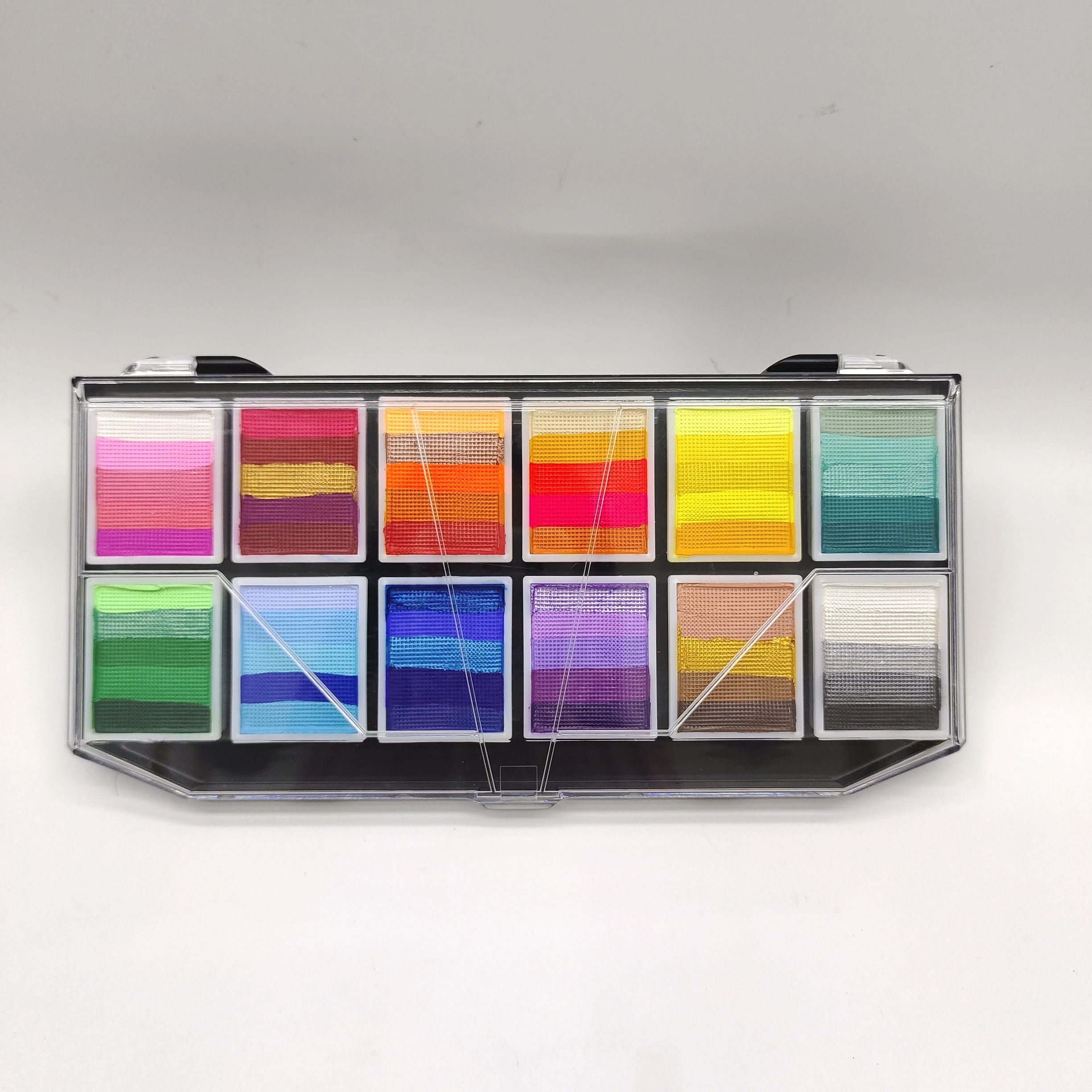 2024 Hot Selling Split Rainbow Cake Paint Face Paint Palette professional water based paint cosmetic rainbow palette for kids