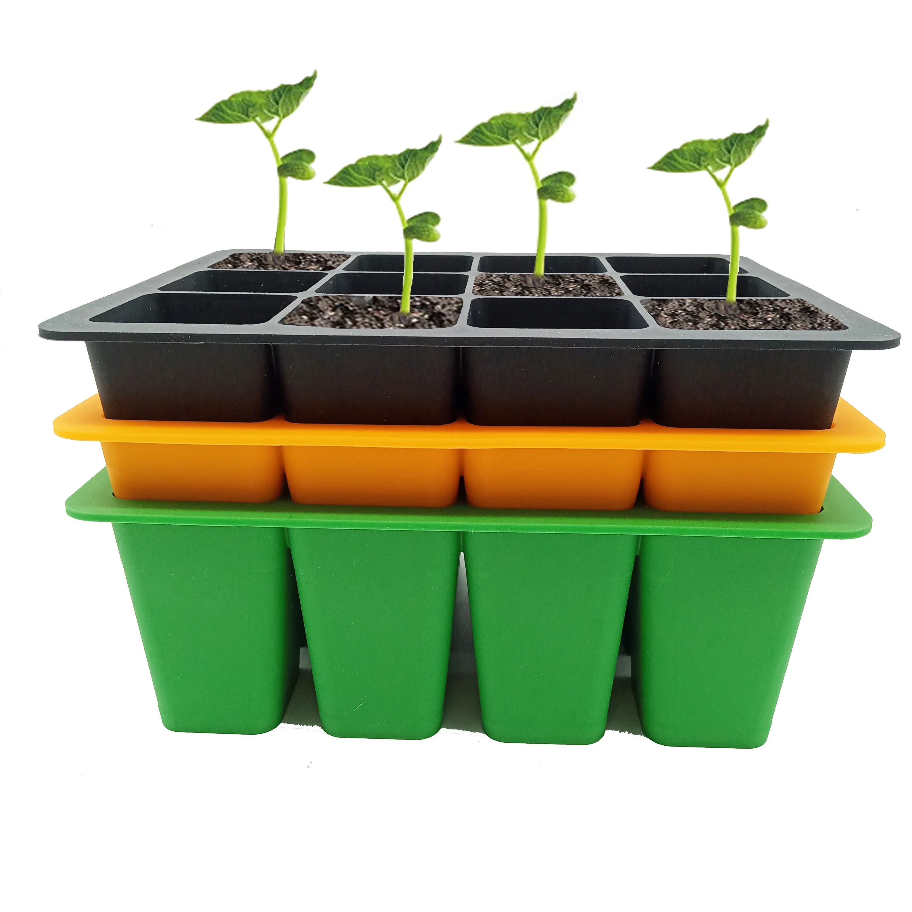 Reusable 12 Holes Seed Germinating Plant Nursery Seeding Starter Growing Trays Silicone Seedling Tray