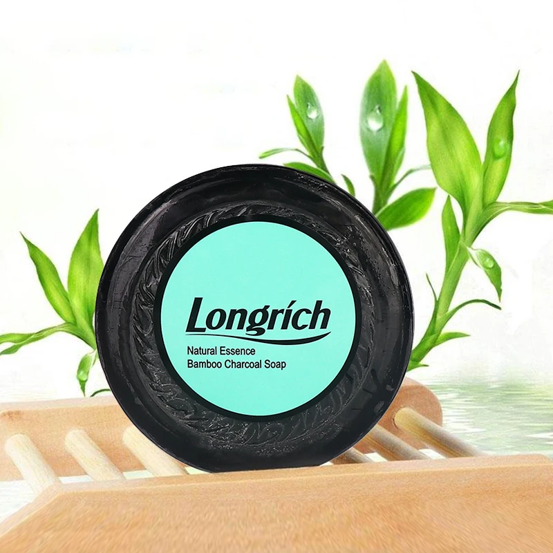 Longrich factory supply wholesale 3pcs bamboo charcol  Bamboo Charcoal Rejuvenating sulfur Soap black facial soap bar body soap