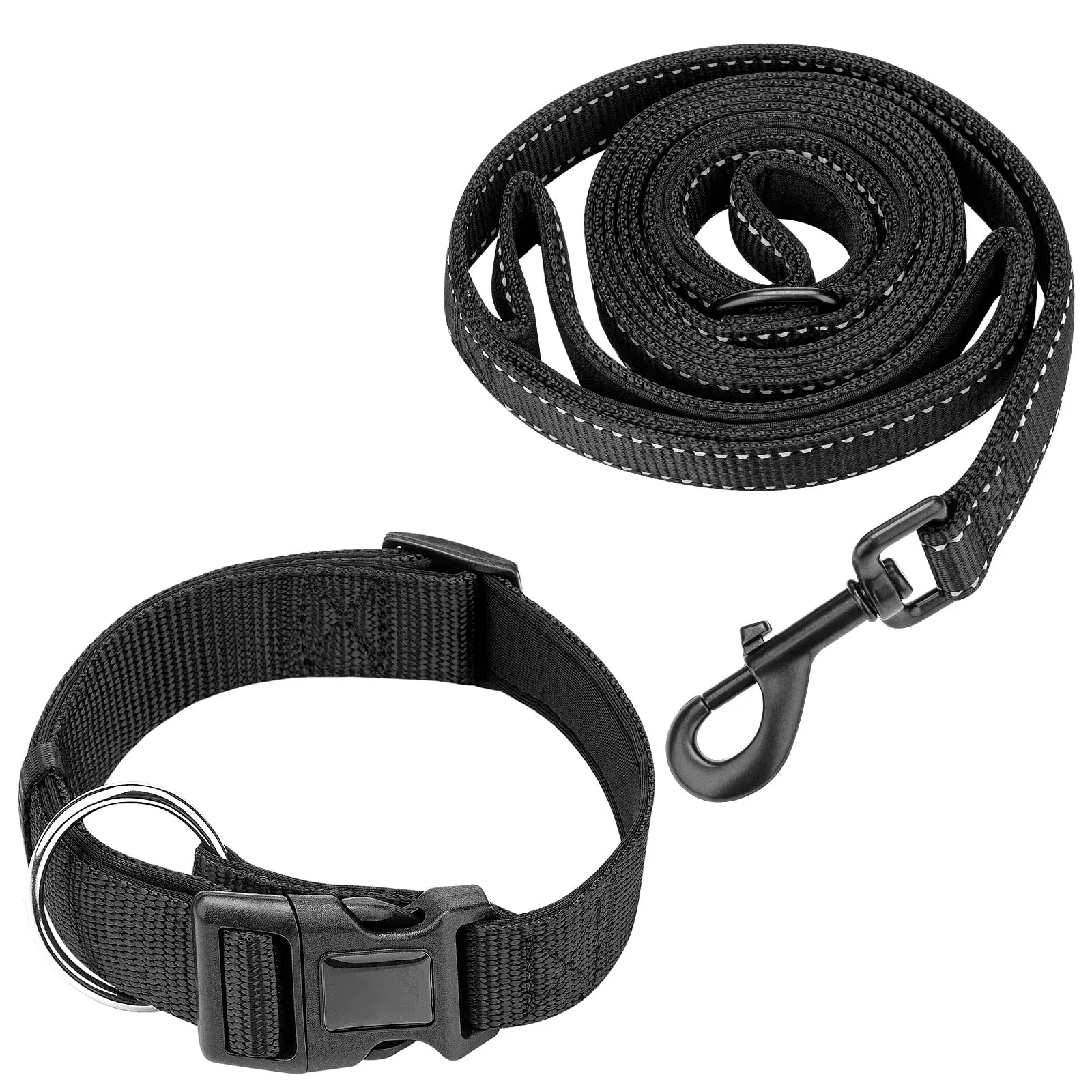 5 Feet Nylon Dog Leash with Triple Reflective Threads and Comfortable Padded Handle for Walking