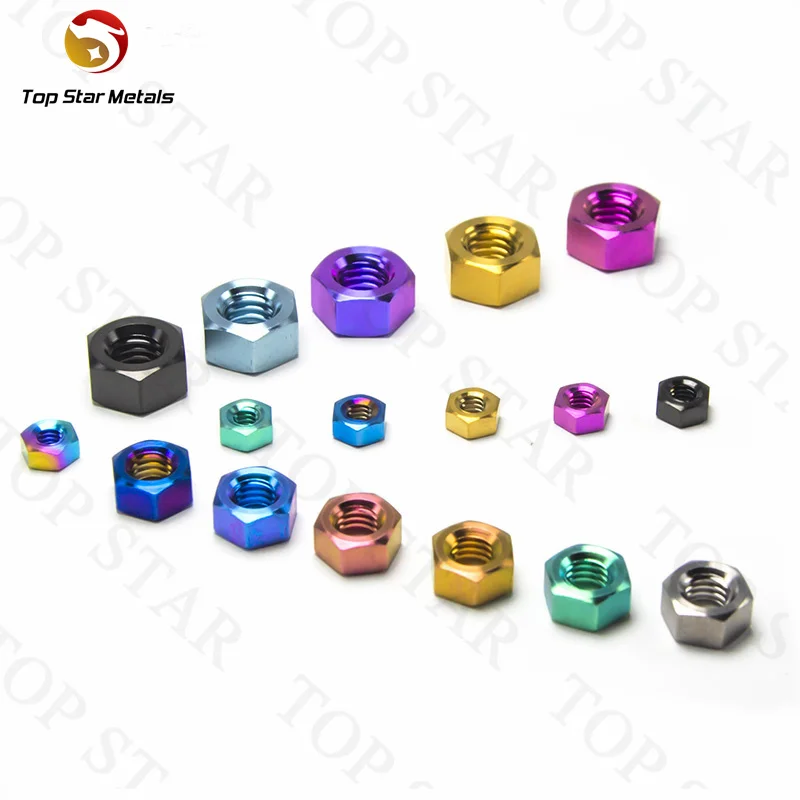 TITST M4 M5 M6 M8 M10 M12 M14 Titanium Flange Nuts Din6923 Ti6Al4V Alloy For Bicycle Bike Motorcycle Car Rear Axle Spacer Nut