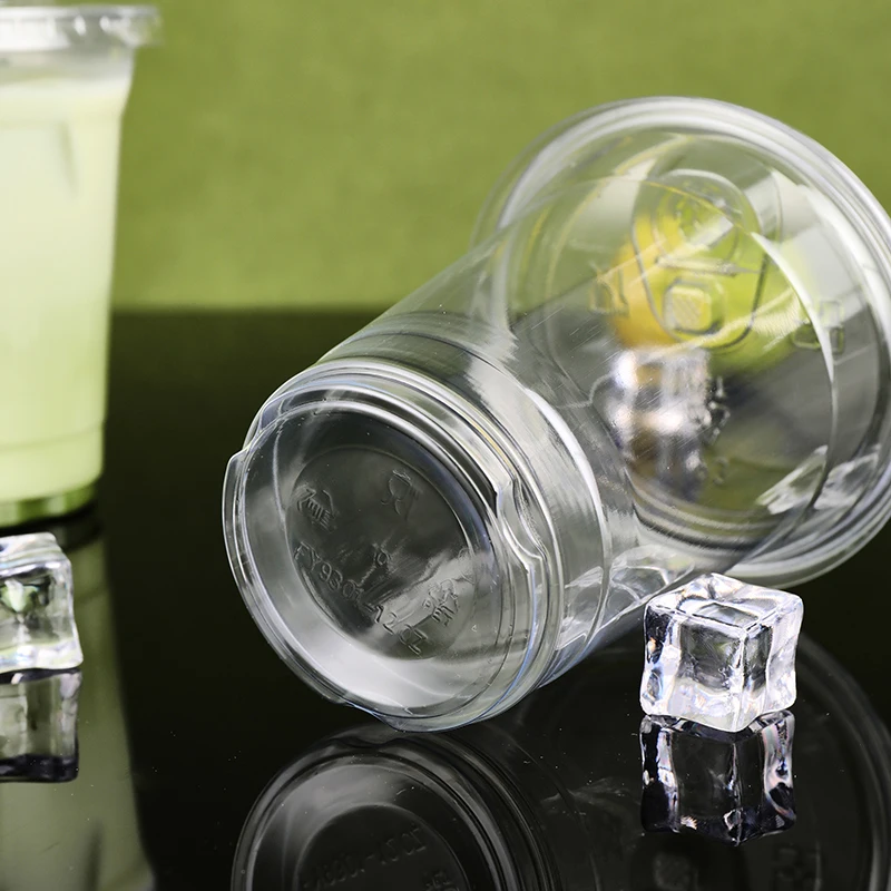 92 mm Custom Logo PP PET frosted Plastic dessert cold Drink Cups Cheap6/ 8/9/16/24/32oz u shape clear plastic cups with lid