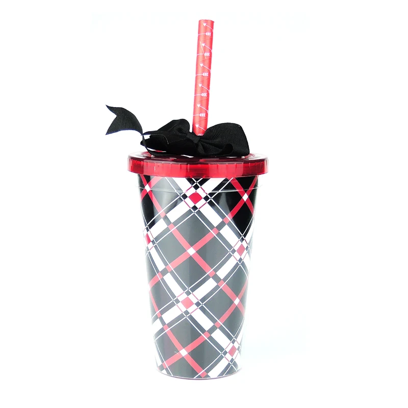 Clear Acrylic Double Wall plastic tumbler custom 16 oz tumblers with lids and straws wholesale