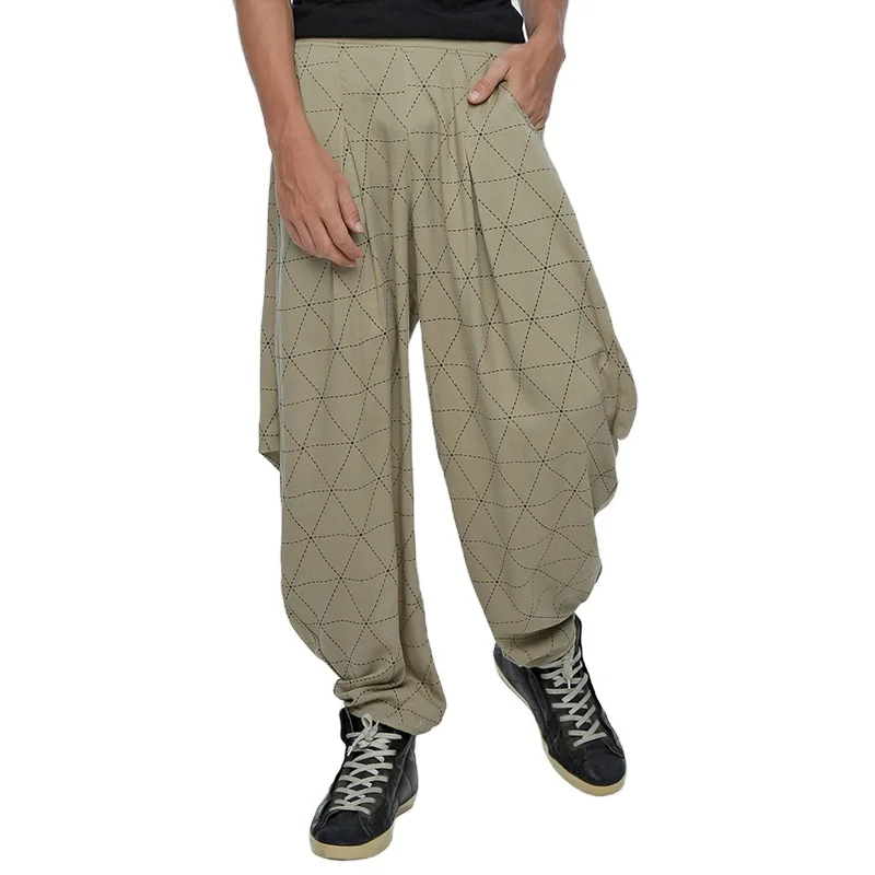 Unisex Fall Oversized Elasticated Waistband Pleated Knee outdoor sweat parachute cargo pants men