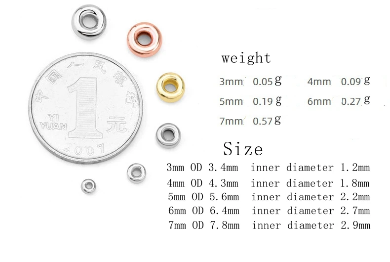 Sterling Real Silver 925 Beads Wholesale Gold Vermeil Spacer Rondell Ball Beads Supplies for Jewelry Bracelet Making