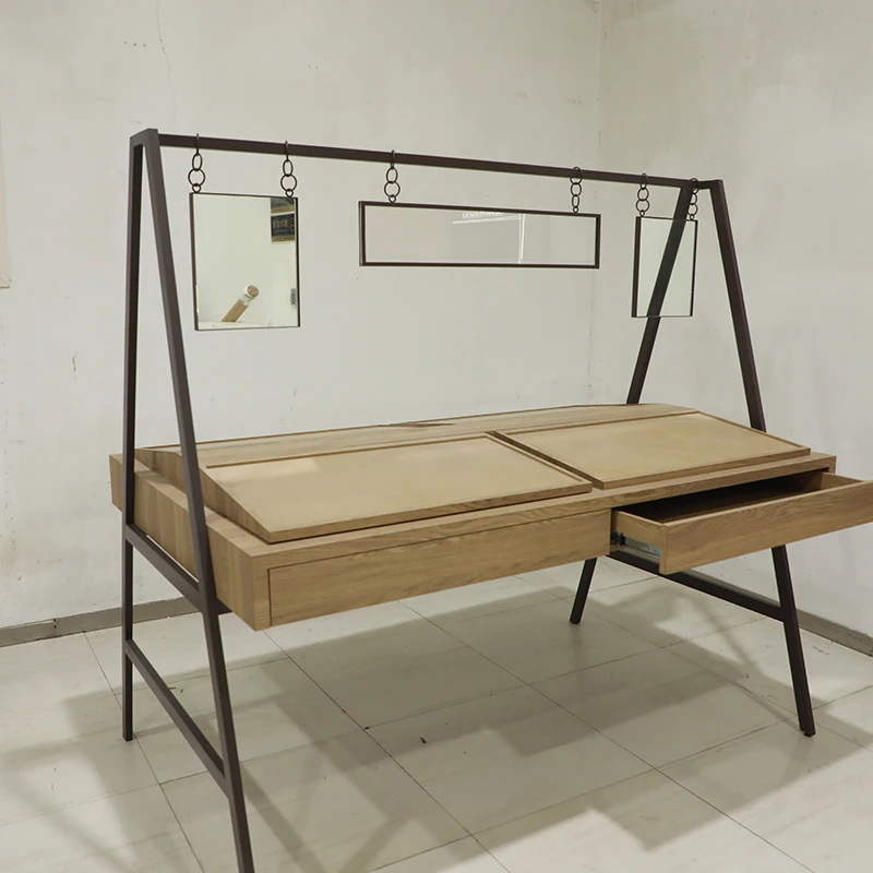 Top Seller LED Glass Counter Wood Frame Phone Smoke Shop Showcase Gondola Display Cabinet for Retail Store Display