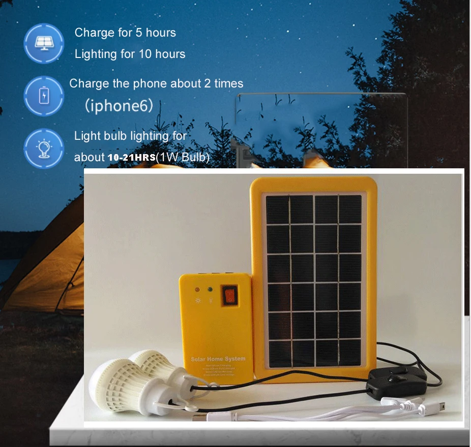 High Quality Mini3w 4ah Solar Home Light System Kit Solar Power Portable Light Kit For bulb mobile  Solar Power Lighting System