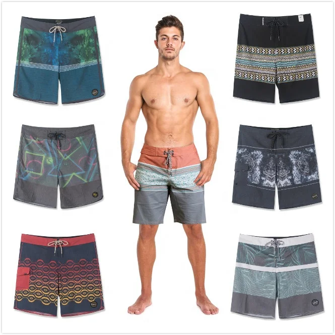 Wholesale Vintage stripes Surf Custom Fabric Phantom 4 Way Stretch Manufacturers Mens Board shorts surf