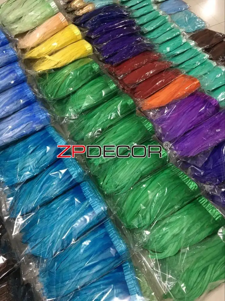 ZPDECOR Wholesale Stock 16 Colors 30-35 cm Bleached Dyed Green Rooster Coque Tail Feather Trim for Carnival Costumes