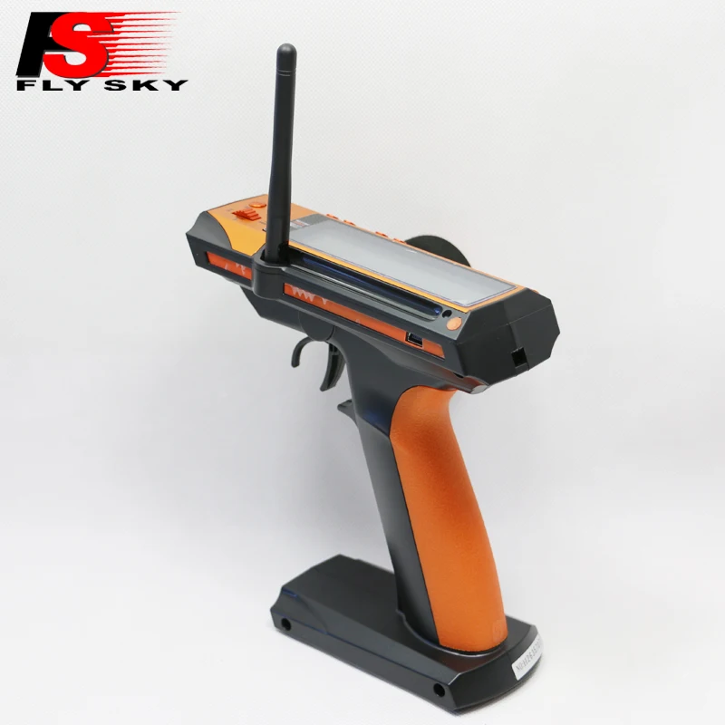 FlySky fs-gt3c 3-channel transmitter with gr3e receiver remote control of ship model of lithium tram with screen