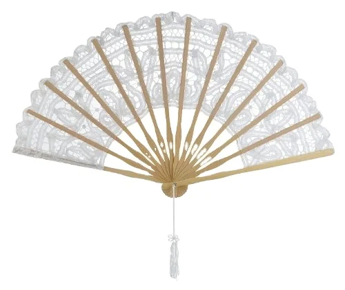 High Quality 27cm Length Wedding Favor Colorful Lace Folding Hand Fans with Tassel for Sale and Wedding