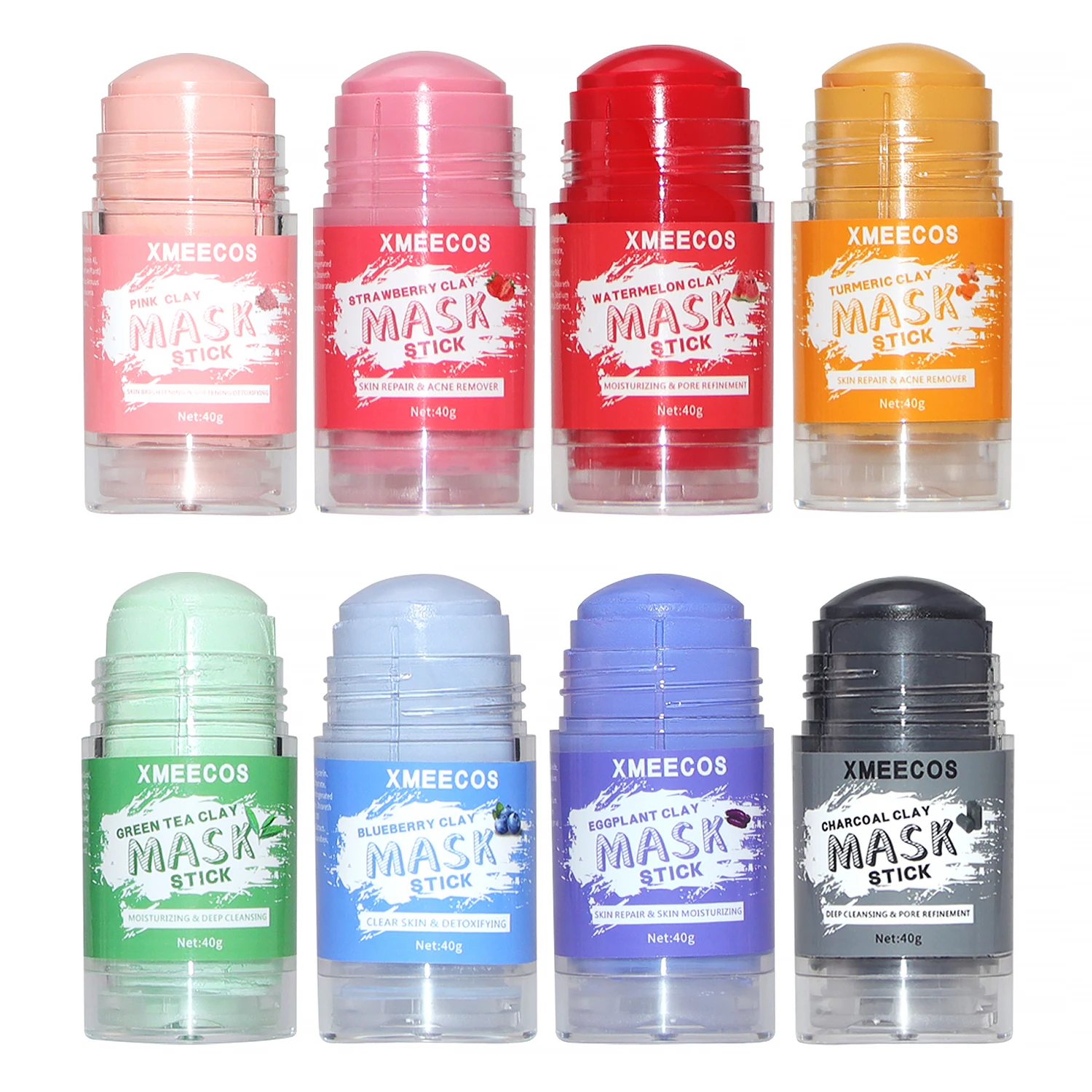 Private Label Natural Organic Oil Control Deep Cleansing Facial Mud Mask Stick Green Tea Turmeric Rose Pink Clay Mask Stick