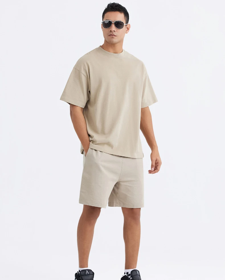 300g heavy carbon wool pure cotton round neck T-shirt loose small collar FOG fashion American retro