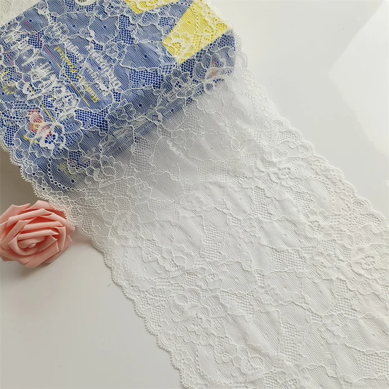 2023 new nylon ammonia white 22cm wide lace is suitable for sewing underwear clothing accessories