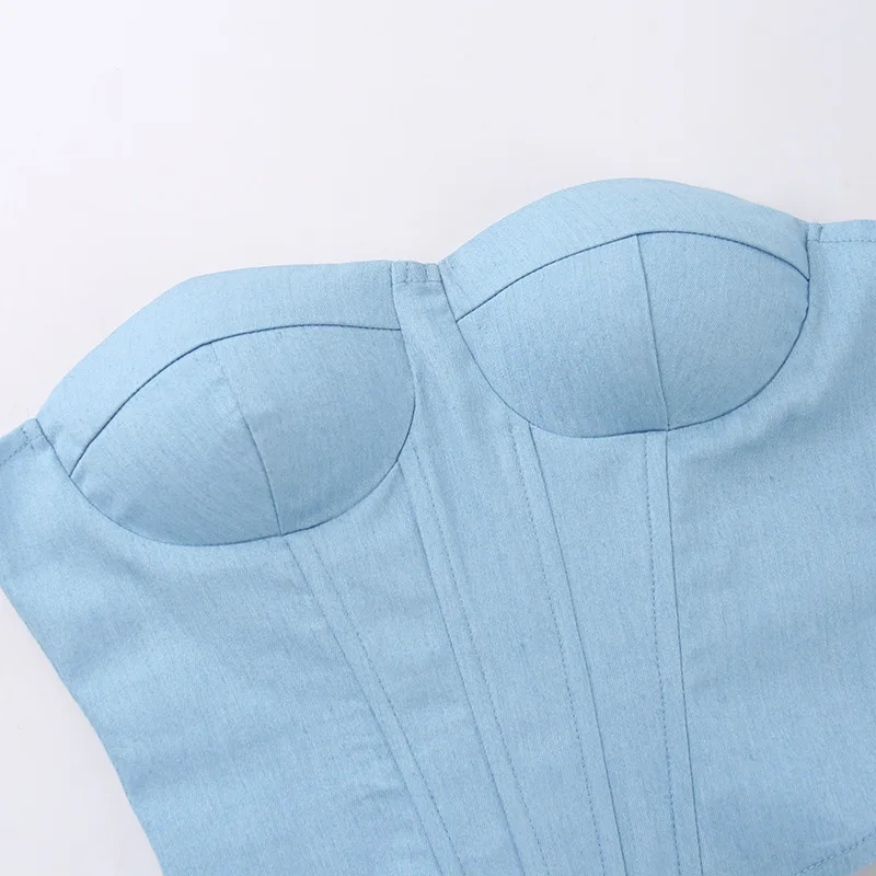 OJW9337C Elegant Sleeveless Corset Tops Sexy Strapless Outfits for Women Backless Lace Up Bandage Rave Festival Top Club