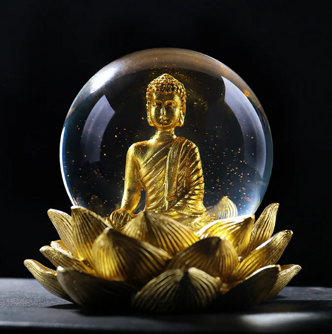 Hot selling New Chinese Zen Resin Buddha Ornaments Other Home Decor Resin Crafts Golden Lotus Buddha Statue Gifts For Friend